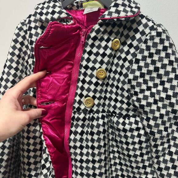 Penelope Mack Girls Houndstooth Coat with Pink Lining, Sz 6X - Picture 2 of 4